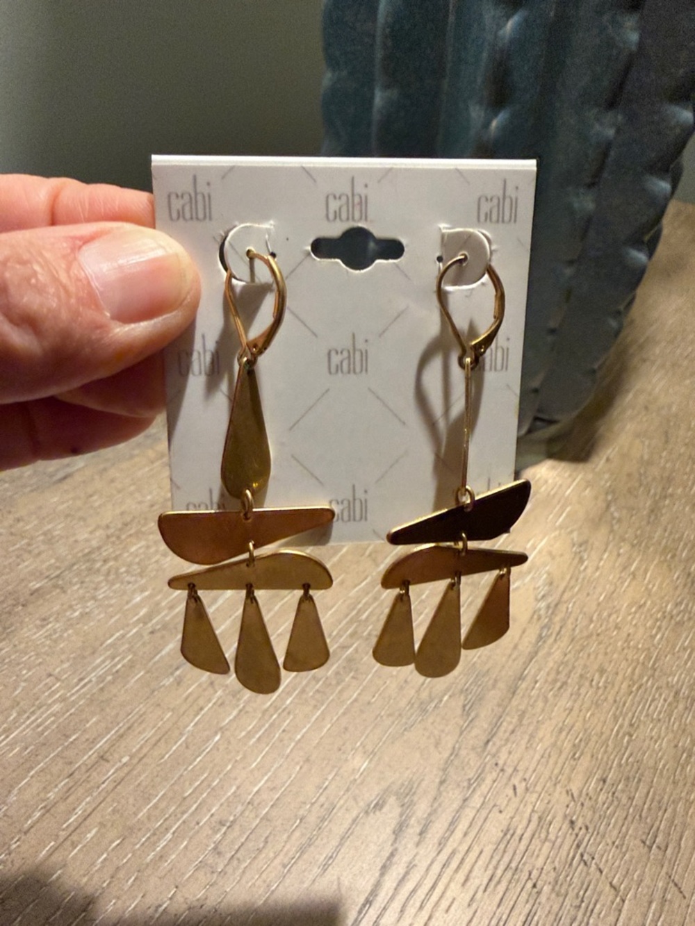 CAbi Brushed Gold Multi-Drop Chandelier Earrings - Picture 2 of 3